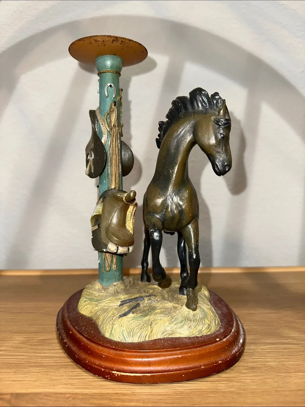 Vintage Noble Stallions Candlestick by Gianni Benvenuti Horse Western